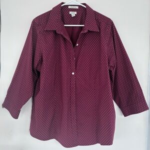 L.L. Bean Burgundy Button Down Shirt